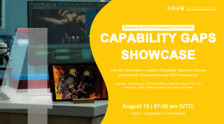 on the left side there is an image of several computers. On the right text about the next Capability Gap Showcase